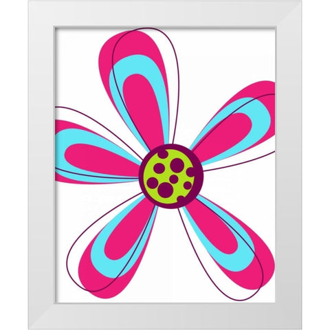 Zoom Flower IV White Modern Wood Framed Art Print by Robinson, Tamara