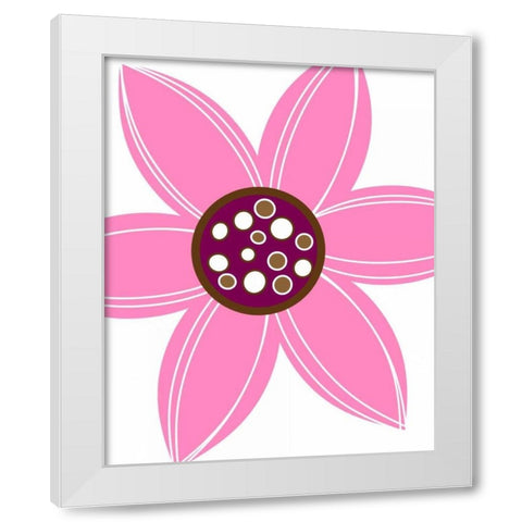 Zoom Flower V White Modern Wood Framed Art Print by Robinson, Tamara