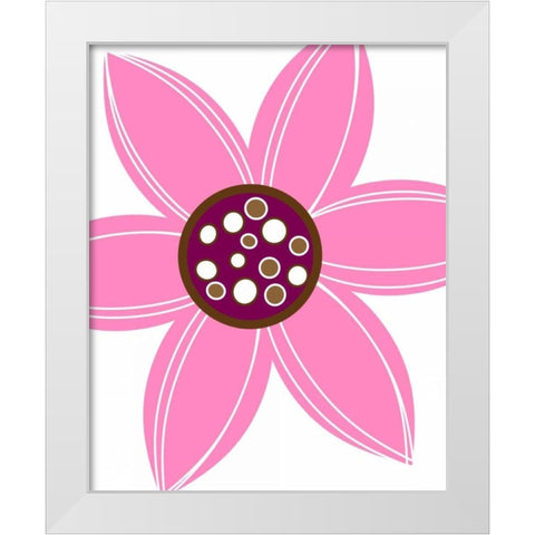 Zoom Flower V White Modern Wood Framed Art Print by Robinson, Tamara