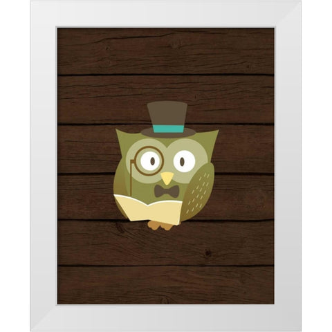 Hipster Owl White Modern Wood Framed Art Print by Robinson, Tamara