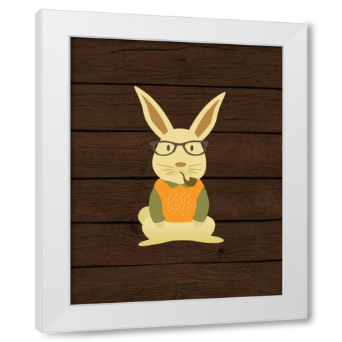 Hipster Bunny White Modern Wood Framed Art Print by Robinson, Tamara