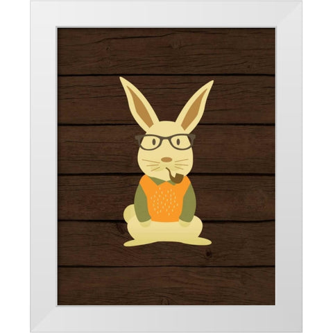 Hipster Bunny White Modern Wood Framed Art Print by Robinson, Tamara
