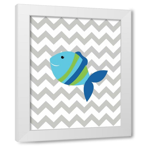 Chevron Fish White Modern Wood Framed Art Print by Robinson, Tamara