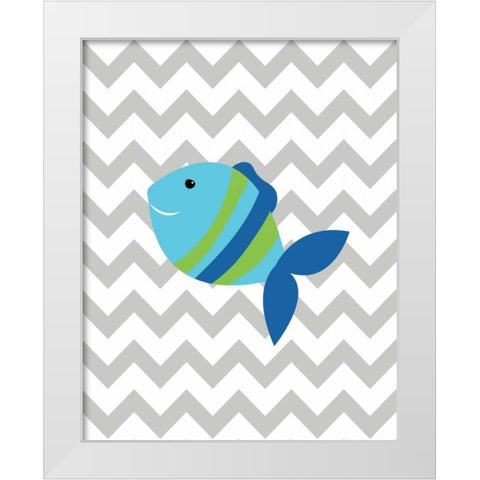 Chevron Fish White Modern Wood Framed Art Print by Robinson, Tamara