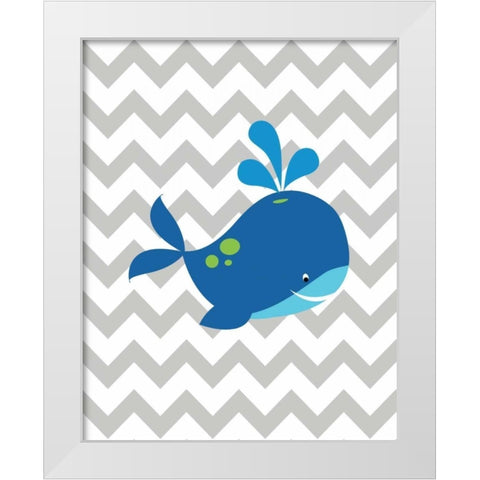 Chevron Whale White Modern Wood Framed Art Print by Robinson, Tamara