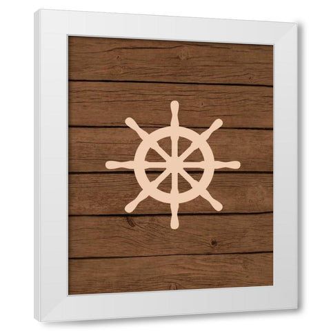 Nautical Wood Wheel White Modern Wood Framed Art Print by Robinson, Tamara