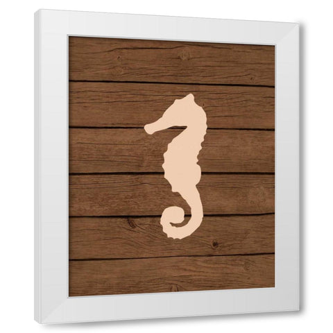 Nautical Wood Seahorse White Modern Wood Framed Art Print by Robinson, Tamara