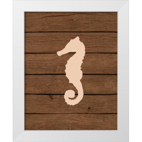 Nautical Wood Seahorse White Modern Wood Framed Art Print by Robinson, Tamara