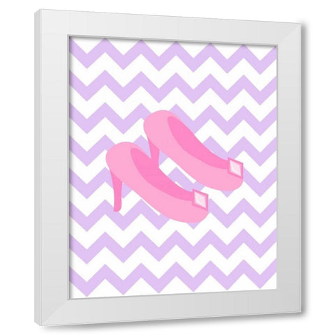 Chevron Princess Shoes White Modern Wood Framed Art Print by Robinson, Tamara