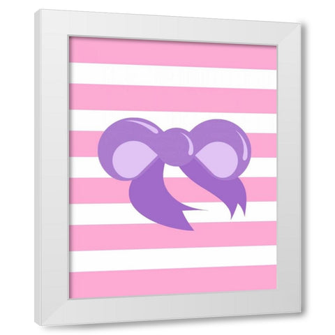 Princess Bow Stripe White Modern Wood Framed Art Print by Robinson, Tamara