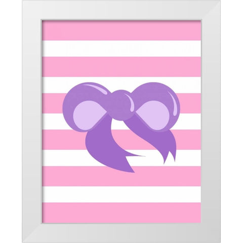 Princess Bow Stripe White Modern Wood Framed Art Print by Robinson, Tamara