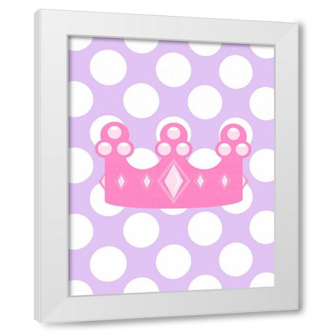 Princess Crown Polka Dots White Modern Wood Framed Art Print by Robinson, Tamara
