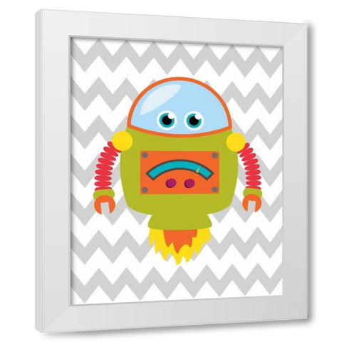 Robot Chevron I White Modern Wood Framed Art Print by Robinson, Tamara