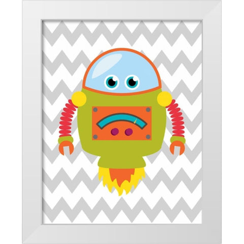 Robot Chevron I White Modern Wood Framed Art Print by Robinson, Tamara