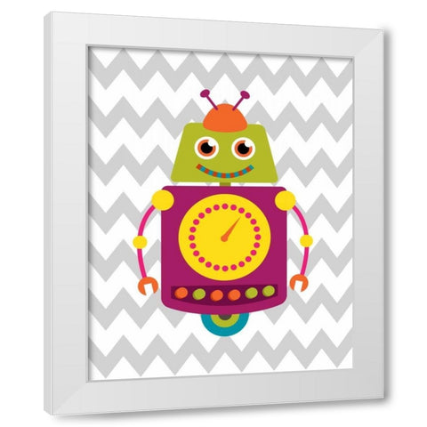 Robot Chevron II White Modern Wood Framed Art Print by Robinson, Tamara