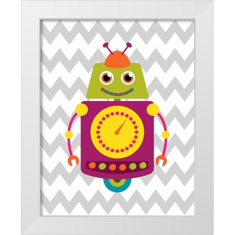 Robot Chevron II White Modern Wood Framed Art Print by Robinson, Tamara