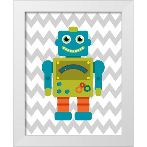 Robot Chevron IV White Modern Wood Framed Art Print by Robinson, Tamara