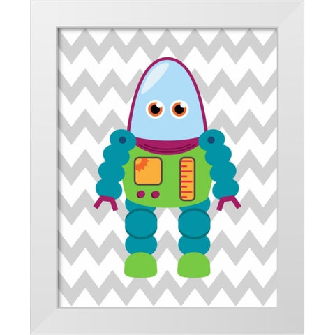 Robot Chevron V White Modern Wood Framed Art Print by Robinson, Tamara