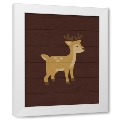 Woodland Deer White Modern Wood Framed Art Print by Robinson, Tamara