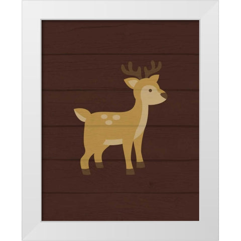 Woodland Deer White Modern Wood Framed Art Print by Robinson, Tamara