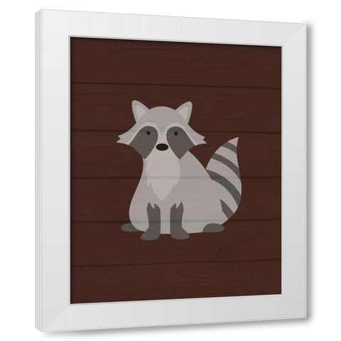 Woodland Raccoon White Modern Wood Framed Art Print by Robinson, Tamara
