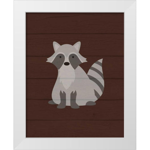 Woodland Raccoon White Modern Wood Framed Art Print by Robinson, Tamara