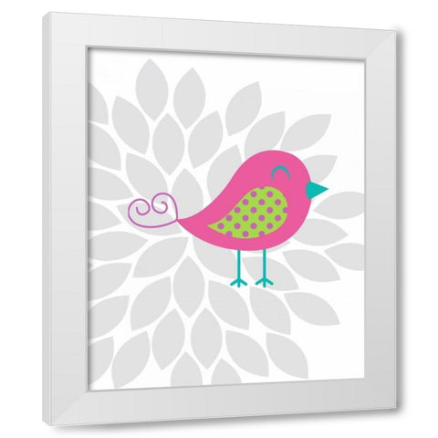 Bird Flower I White Modern Wood Framed Art Print by Robinson, Tamara