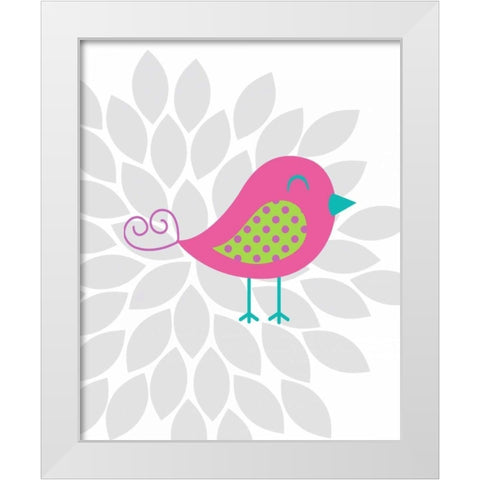 Bird Flower I White Modern Wood Framed Art Print by Robinson, Tamara