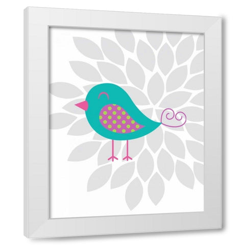 Bird Flower II White Modern Wood Framed Art Print by Robinson, Tamara