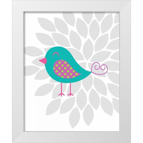 Bird Flower II White Modern Wood Framed Art Print by Robinson, Tamara