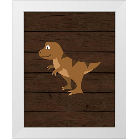 Dinosaur Wood IV White Modern Wood Framed Art Print by Robinson, Tamara