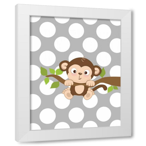 Monkey III White Modern Wood Framed Art Print by Robinson, Tamara