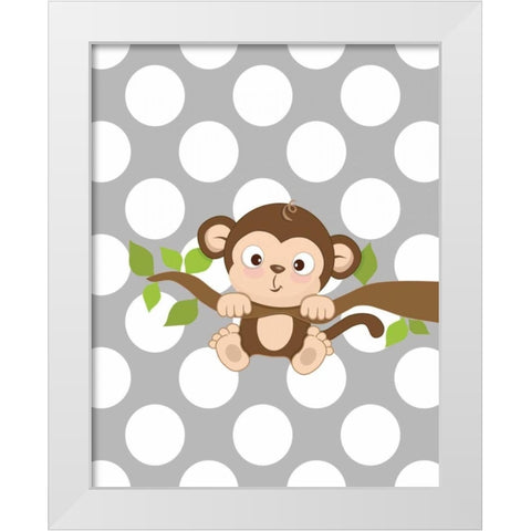 Monkey III White Modern Wood Framed Art Print by Robinson, Tamara