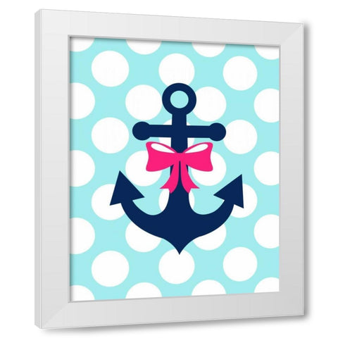 Anchor Bow Polka Dots White Modern Wood Framed Art Print by Robinson, Tamara