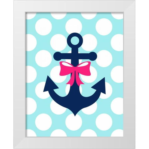 Anchor Bow Polka Dots White Modern Wood Framed Art Print by Robinson, Tamara