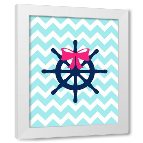 Wheel Bow Chevron White Modern Wood Framed Art Print by Robinson, Tamara