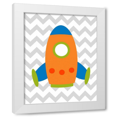 Chevron Rocket I White Modern Wood Framed Art Print by Robinson, Tamara