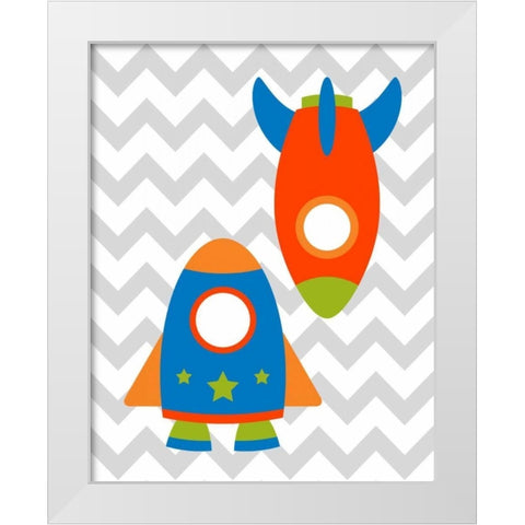 Chevron Rocket II White Modern Wood Framed Art Print by Robinson, Tamara