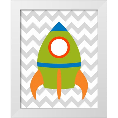Chevron Rocket III White Modern Wood Framed Art Print by Robinson, Tamara
