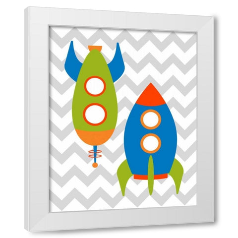 Chevron Rocket IV White Modern Wood Framed Art Print by Robinson, Tamara