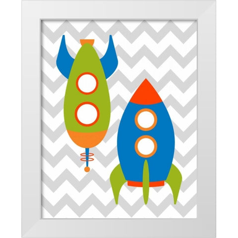 Chevron Rocket IV White Modern Wood Framed Art Print by Robinson, Tamara