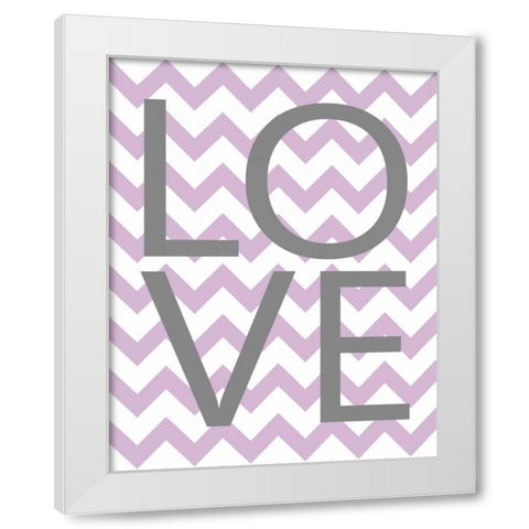 Love Chevron White Modern Wood Framed Art Print by Robinson, Tamara