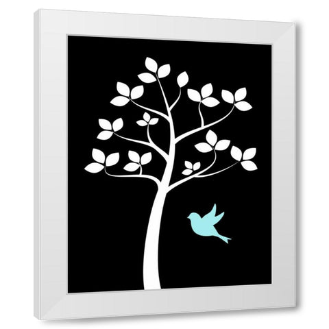 Girl Bird Tree II White Modern Wood Framed Art Print by Robinson, Tamara