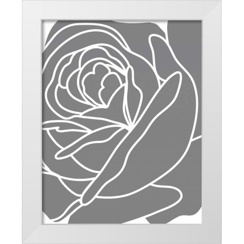 Zoom Flower III White Modern Wood Framed Art Print by Robinson, Tamara
