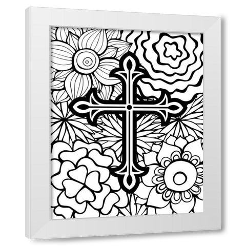 Cross Flowers White Modern Wood Framed Art Print by Robinson, Tamara