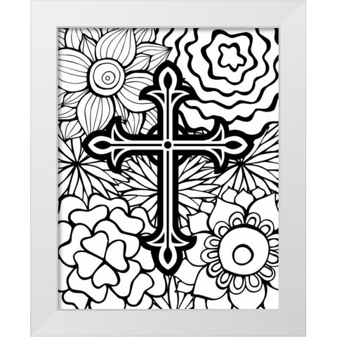 Cross Flowers White Modern Wood Framed Art Print by Robinson, Tamara
