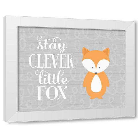 Stay Clever Fox White Modern Wood Framed Art Print by Robinson, Tamara