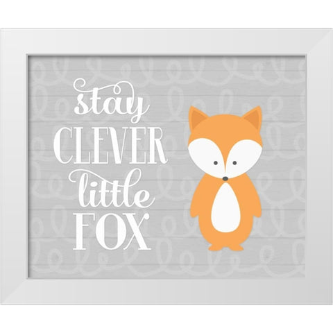 Stay Clever Fox White Modern Wood Framed Art Print by Robinson, Tamara