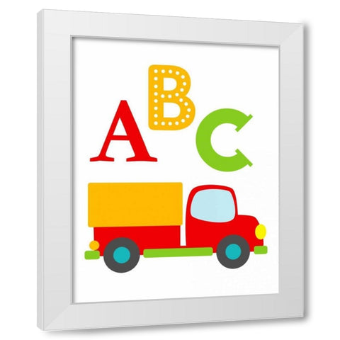 Transportation ABC White Modern Wood Framed Art Print by Robinson, Tamara