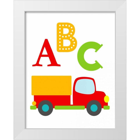 Transportation ABC White Modern Wood Framed Art Print by Robinson, Tamara
